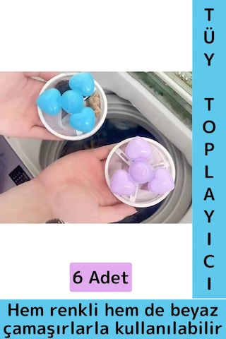Çamaşır Makinesi Temizlenebilir Tekrar Kullanılabilir Yüzen Tüy Toz Kıl Saç Toplayıcı Filtre 6 Adet Çok Renkli