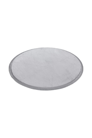 Comfort Oval Overloklu Peluş Halı Gri Gri Düz Saçaklı Daire