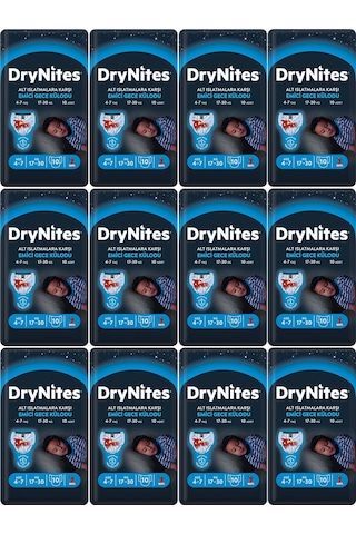 Drynites Emici Gece Külot Bez Erkek 4-7yaş 17-30kg Small 120 Adet S 12'li