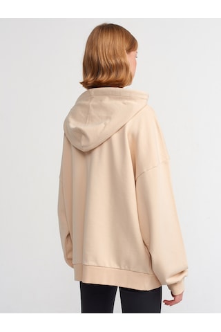 Dilvin Kapüşonlu Sweatshirt 101a40142 Açık Bej