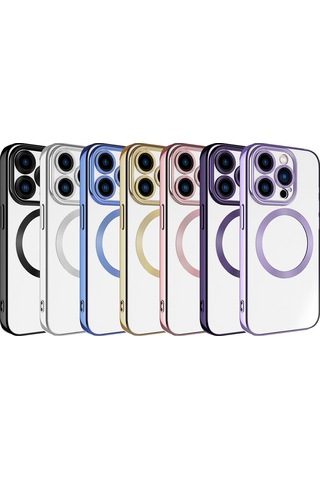 Apple Uyumlu iPhone 15 Pro Kılıf M-safe Wireless Şarj Özellikli Zore Setro Silikon Siyah