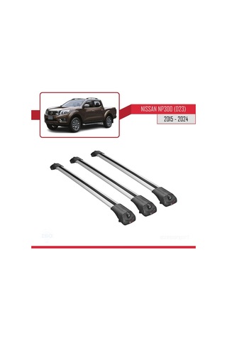 Nissan Np300 D23 2015 Ve Sonrası İle Uyumlu Ace-1 Ara Atkı Tavan Barı Gri 3 Adet Bar