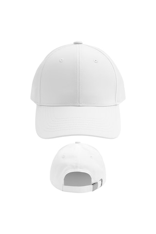 Perlotus Unisex Spor Kep Şapka Mikro Polyester Kumaş 6 Parça Ayarlanabilir Metal Tokalı Beyaz