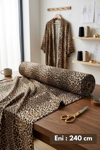 %100 Pamuk Kahve Leopar Poplin Kumaş En: 240 Cm Nevresim, Çarşaf, Yastık Kılıfı, Elbise Ve Çanta Kahverengi