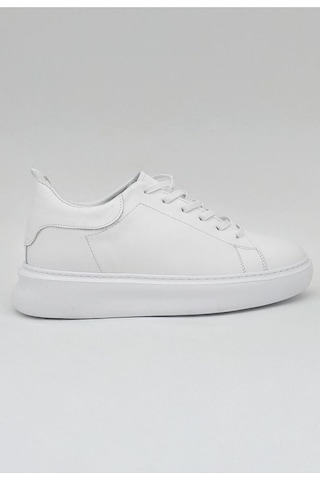 Mela Erkek Hakiki Deri 7 Cm Boy Uzatan Beyaz Spor Ayakkabı Beyaz