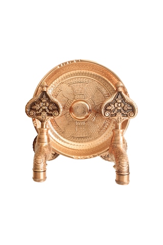 Fkn İkili Hamam Taslı Desenli Perlatörlü Bakır Osmanlı Musluk Pembe