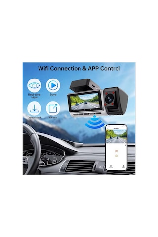 3 Kanallı 2k Araç İçi Kamera Wi-fi Adas Gece Görüşlü Araç İçi Kamera Geniş Açılı Video Kaydedici
