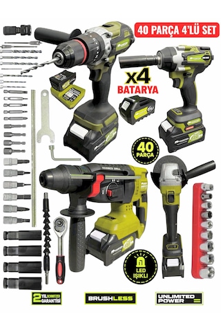 Schmıtzer 4lüset-s Pro 21v 40 Parça Şarjlı Akülü 3 Modlu Hilti Matkap Somun Sıkma Sökme Taşlama