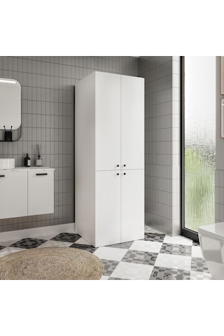 Savana Çamaşır Makinesi Ve Kurutma Makinesi Banyo Dolabı Beyaz