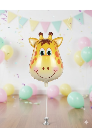 8 İnç Safari Zürafa Folyo Balon - Doğum Günü Parti Dekorasyon Balonu Çok Renkli