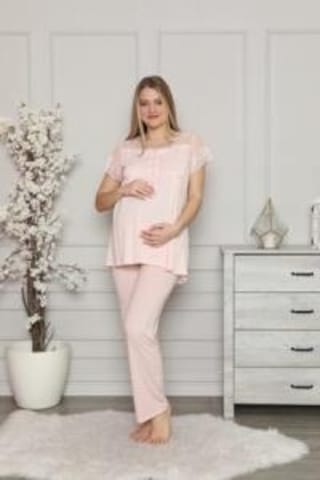 Limissi 2208 Pembe Hamile Lohusa Dantelli Pijama Tk