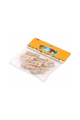 Puti Ahşap Büyük Mandal Natural 12'Li