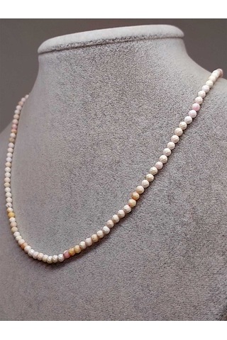 Beyaz Opal Taşı 3mm Kolye (Sabit Klipsli) Altın