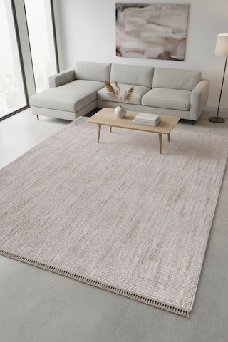 Enti Piana 1104 Bej Halı Kilim Kaymaz Taban Yıkanabilir Salon Mutfak Kesme Yolluk Bej