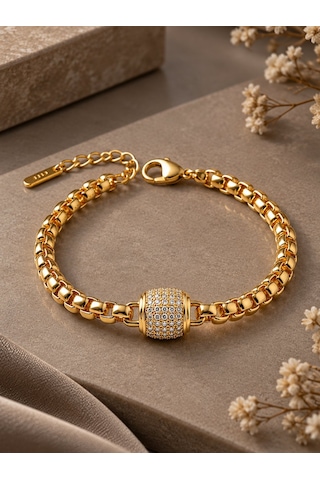 Cm Gold Renk Venedik Zincir Detaylı Zirkon Taşlı Kadın Bileklik Çok Renkli Cm Gold Renk Venedik Zincir Detaylı Zirkon Taşlı Kadın Bileklik Çok Renkli