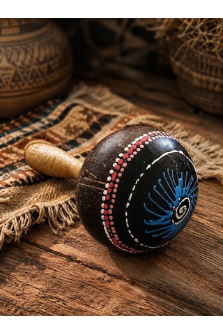 Marakas El Yapımı Hindistan Cevizi Ritim Çalgısı Ahşap Perküsyon Müzik Aleti