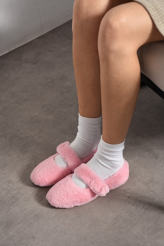 Nmoda Ultra Yumuşak Peluş Kadın Ev Babeti Ses Yapmaz Hafif Taban Panduf Pembe