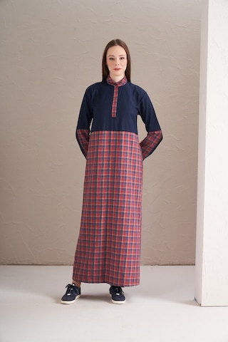 Blok Elbise Kırmızı Laci Kırmızı Lacivert Kırmızı - Lacivert