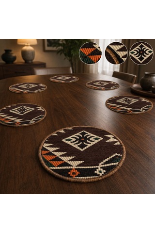 Bk Gift 6 Adet El Yapımı Anadolu İzleri Kilim Kumaşı Supla Koleksiyonu 27cm -5 Haki