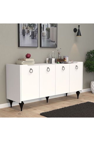 Umg Mobilya Titanyum Modern Konsol, Çok Amaçlı Dolap, Dresuar, Mutfak Dolabı, Kiler Dolabı, Tv Ünitesi Beyaz