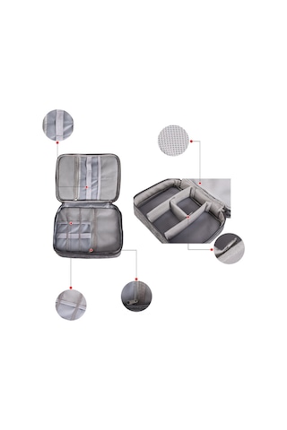 Sones 5 İnç Çok İşlevli Elektronik Dijital Kulaklık Güç Kablosu Saklama Çantası Koyu Gri