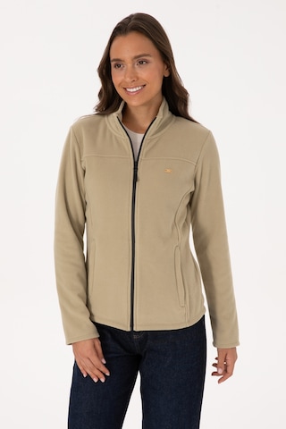U.S. Polo Assn. Kadın Açık Haki Fermuarlı Dik Yaka Polar Sweatshirt 50316729-VR183
