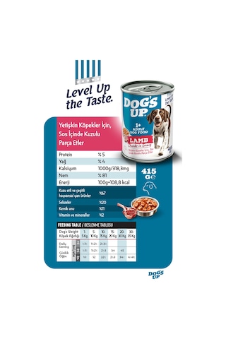 Dogs Up Yaş Yetişkin Köpek Maması Kuzu Etli 415gr