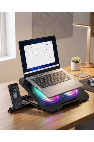 Rgb Fanlı Laptop Soğutma Standı Usb Girişli Notebook Yükseltici - Bayi Depom