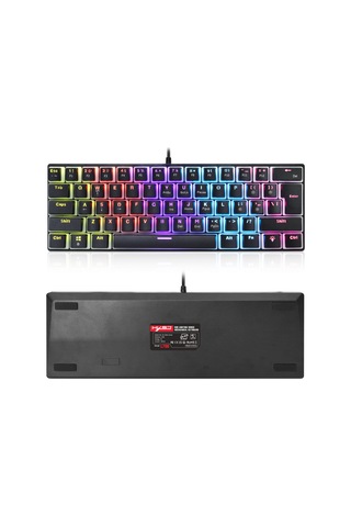 Yunboo 61 Tuşlu Mekanik Oyun Klavyesi - 12 Renkli Rgb Aydınlatma, Yeşil Switch, Pudding Tuş Takımı, 21 Tuş Çakışmasız