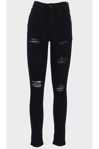 Judy Siyah Yüksek Bel Yıpratma Detaylı Patı Fermuarlı Skinny Fit Jean Pantolon C 4521-192 Siyah