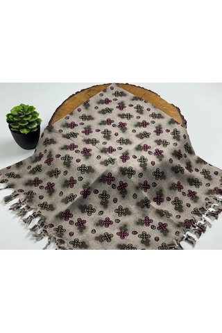 Beyce Cotton Sökme Boncuklu Desenli Tülbent 06440 Vizon