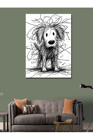 Kanvas Tablo Karakalem Köpek 70cmx100cm