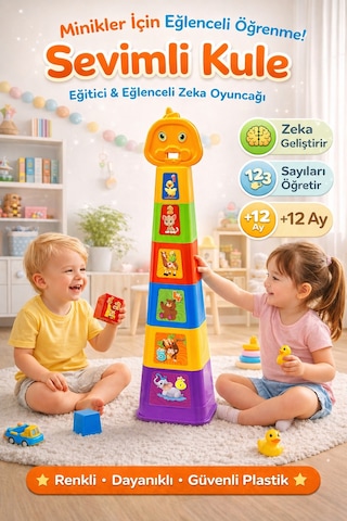 Sevimli Kule Eğitici Oyuncak Renkli Sayı Öğreten Bebek Kulesi +12 Ay Sevimli Kule Eğitici Oyuncak Renkli Sayı Öğreten Bebek Kulesi +12 Ay