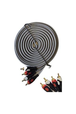 2 Rca 2 Rca Stereo Ses Kablosu 5m Amfi Tv Hoparlör Ses Sistemi Bağlantı Kablosu Gri