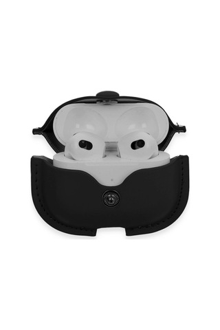 Apple, Uyumlu AirPods 3 3.nesil Çanta Deri Kılıf - Siyah