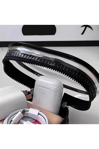 Fosenze Su Geçirmez Şeffaf Kablolar Ve Kulaklık Organizer Çantası - Katlanabilir, Çift Zip, Anahtar Kemerli Elips Depolama Çantası