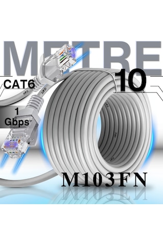 Mn6 M103fn 10 Metre Internet Kablosu/gigabit Destekli-utp-cat6/iç Mekan Uyumlu-ethernet Kablosu 10 Metre 10 Metre