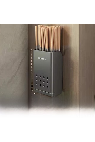 Yifomall Duvar Tipi Çubuk Kaşık Çatal Saklama Kutusu, Mutfak Ütüleri İçin Sıvı Akışlı Tasarım, Delme Yok Kurulum, Gümüş Gri Tek Bardak, Toplu Alım Seçeneği Diğer