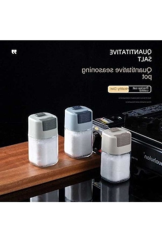 Besthome1 Bej Kontrol Cam Tuzluğuna Ev Basın Tipi Kantitatif Şişe Mutfak Baharatlık Bej