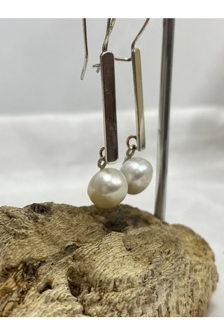 Gümüş İncili Kadın Küpe Gümüş