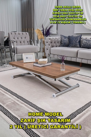 Home Üst Tabla Mdf Ceviz Oval Köşe Alt Krom