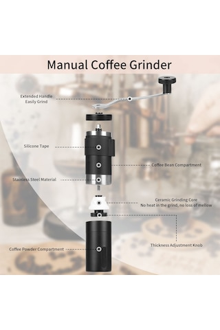 Sequpr Manuel Kahve Değirmeni Paslanmaz Çelik El Kahve Öğütücü