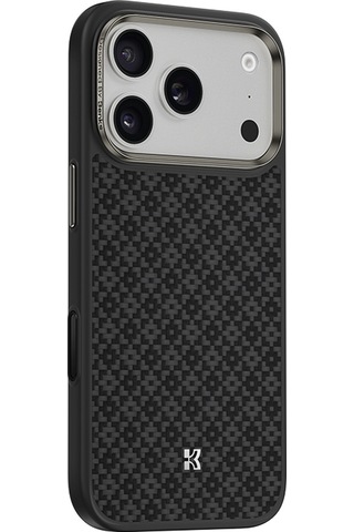 Apple Uyumlu iPhone 17 Pro  Kılıf M-safe Şarj Özellikli Benks Armorpro Armorgrid Serisi Kevlar Kapak Siyah Siyah
