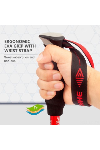 Leezsing Uzun Siyah 5 Bölümlü Alüminyum Trekking Çubuğu - Ultra Hafif, Katlanabilir, 110-130cm - Dağ Yürüyüşü, Tırmanma İçin Çok Renkli