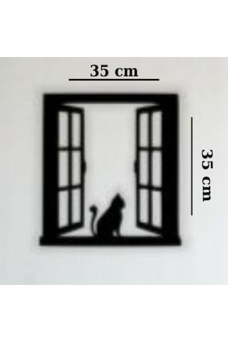 Pencereden Bakan Kedi Lazer Kesim Duvar Süsü İç Dekorasyon