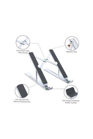 Skycity Alüminyum Dizüstü Bilgisayar Ayakçısı 8-17.3 İnç Uyumlu 6 Seviye Yüksekliği Ayarlanabilir Soğutma Fonksiyonlu Taşınabilir Tablet Tutucu