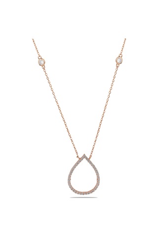 Kuyumcudukkani Zincirli"kenar Taşlı Damla"kolye-37212-r-w Rose Gold