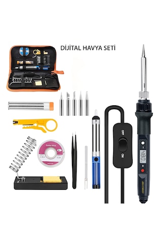 Exeo Dijital Isı Ayarlı Havya Set Lehim Makinesi Seti 80w Çantalı