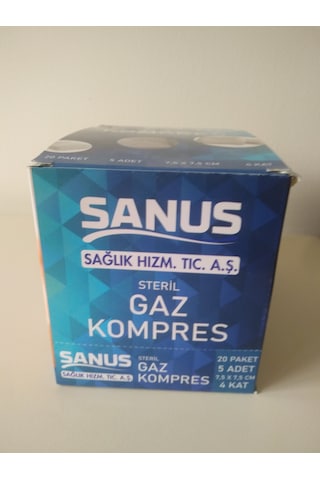 Sanus Steril Gaz Kompres 7.5 x 7.5 CM 4 Kutu (400 Adet)