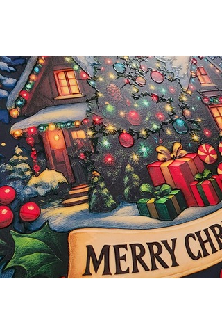 Yılbaşı Ağaçlı Yeni Yıl Evi Kapı Ve Duvar Süsü 30x30